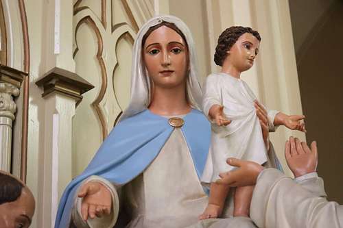 Beautifully restored statue of Our Lady and the Christ Child