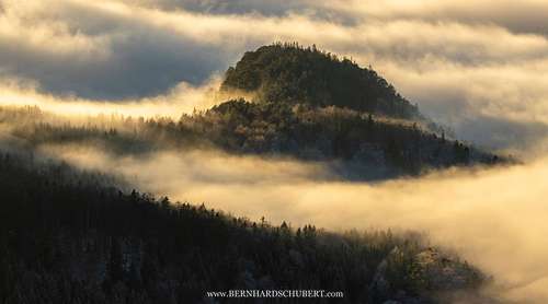 Mountain and fog