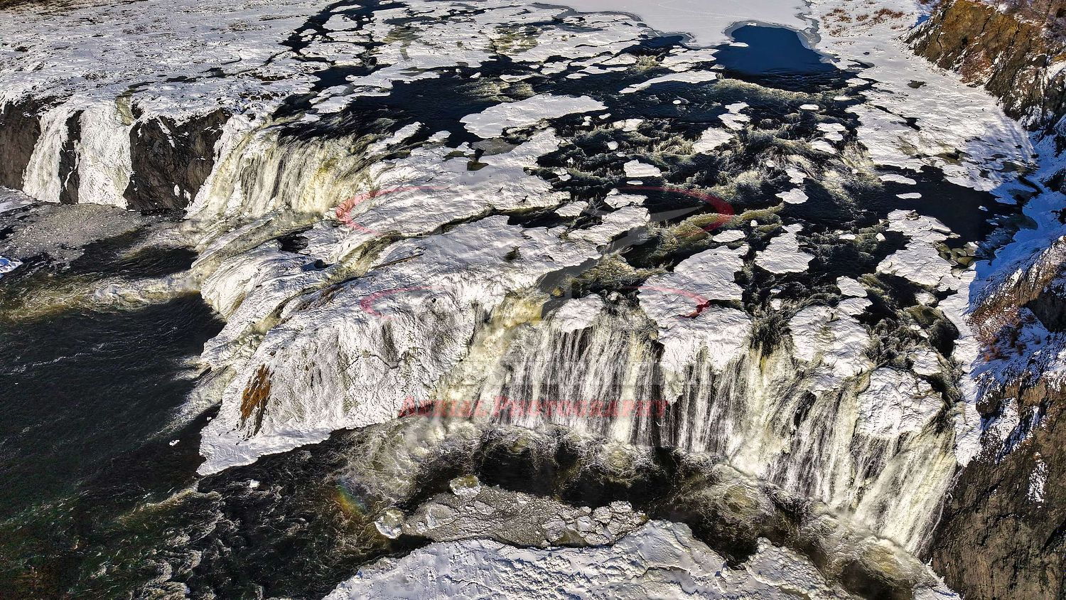 Winter Aerial View of the Cohoes Falls