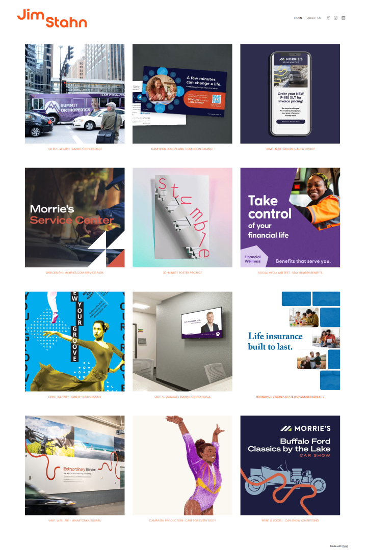 Zrzut ekranu portfolio projektanta graficznego
