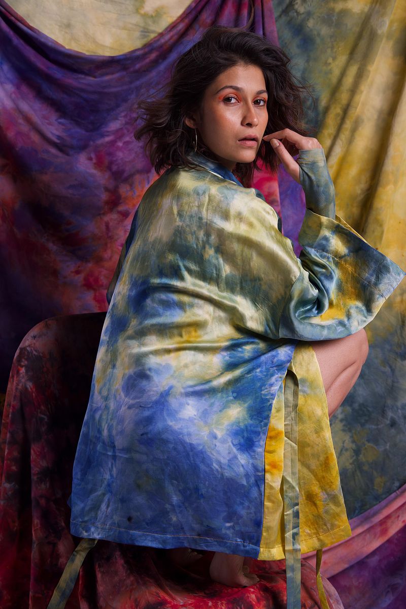 Unisex Kimono Jacket Golden Hour (Blue Gold)