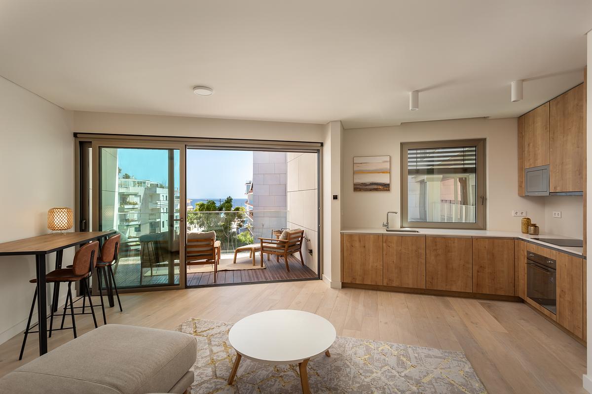 Fotografia imobili&aacute;ria de T1 de luxo com vista mar no Atlantic 