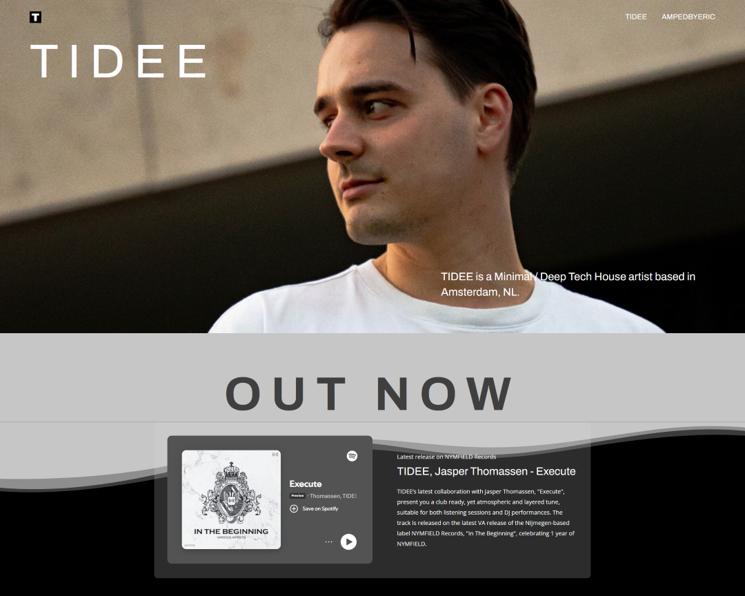 TIDEE music's portfolio home page