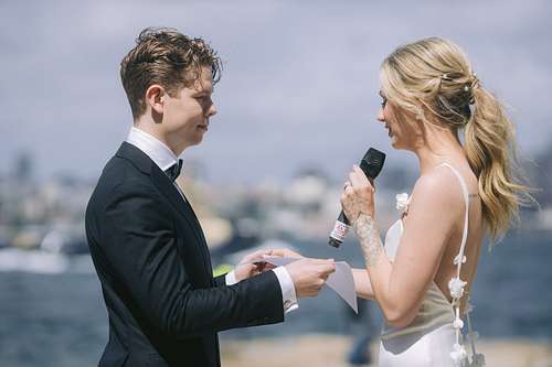 Wedding ceremony at Bradleys Head Amphitheatre