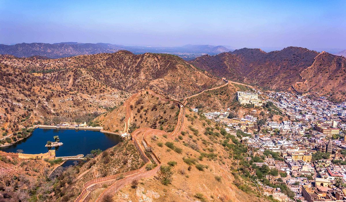 fort, lake, mountain, sky, city, sand