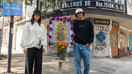 Sneaker shot with architectural backdrop in Mexico City for Proto Collective — photographed by David Andrade