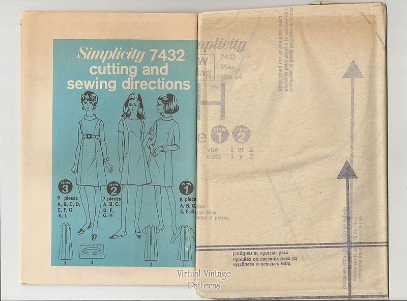 60s Empire Waist A Line Dress Pattern, Simplicity 7432 | Virtual Vintage