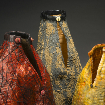 Collection of three baskets by Jackie Abrams titled In Conversation