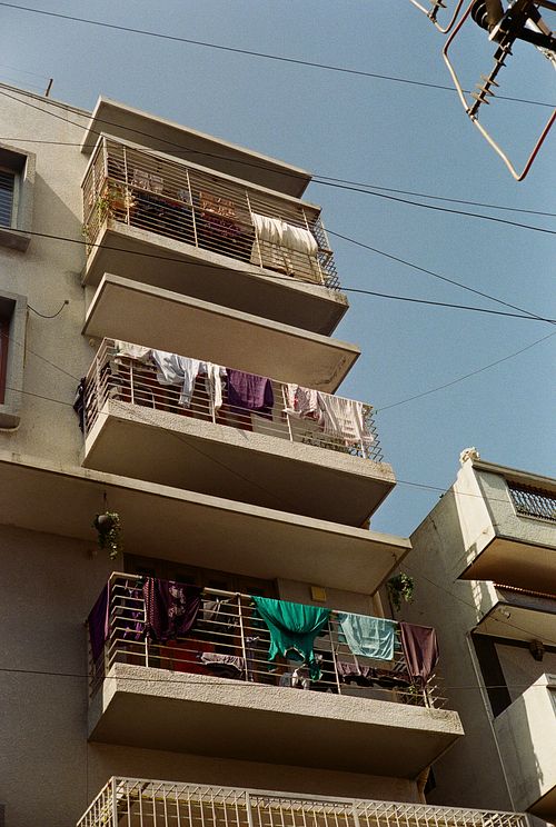 Clothing on balconies of apartments Bangalore India