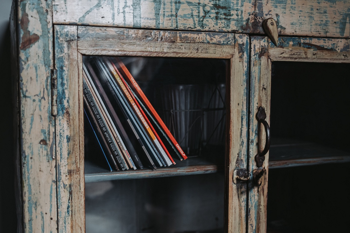 record cabinet with 12inch vinyl LP's