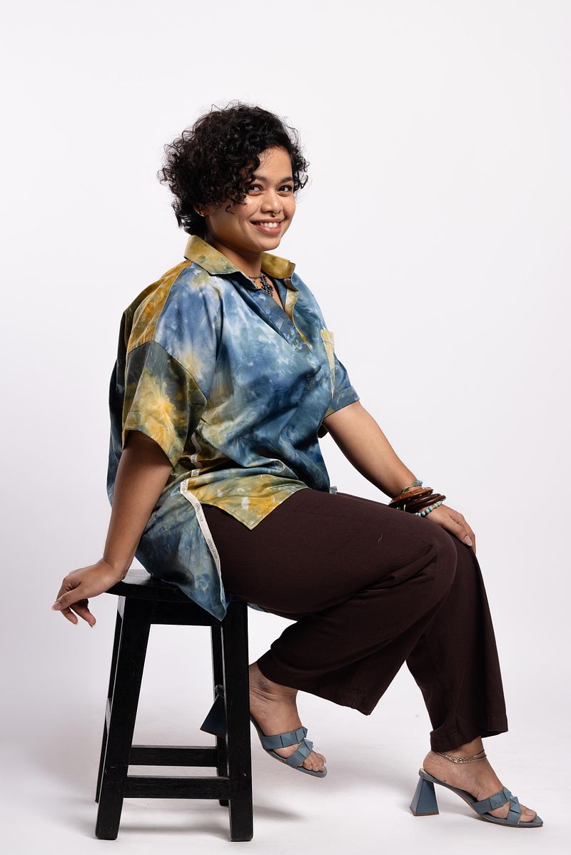 Popover Kurta Shirt Golden Hour (Blue Gold)