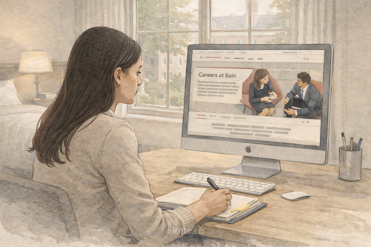 An MBA student visits Bain.com to learn about a career | Martin Lincoln Potter