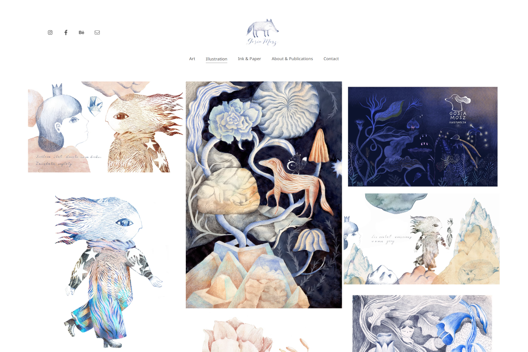 Zrzut ekranu Portfolio artysty Mosza