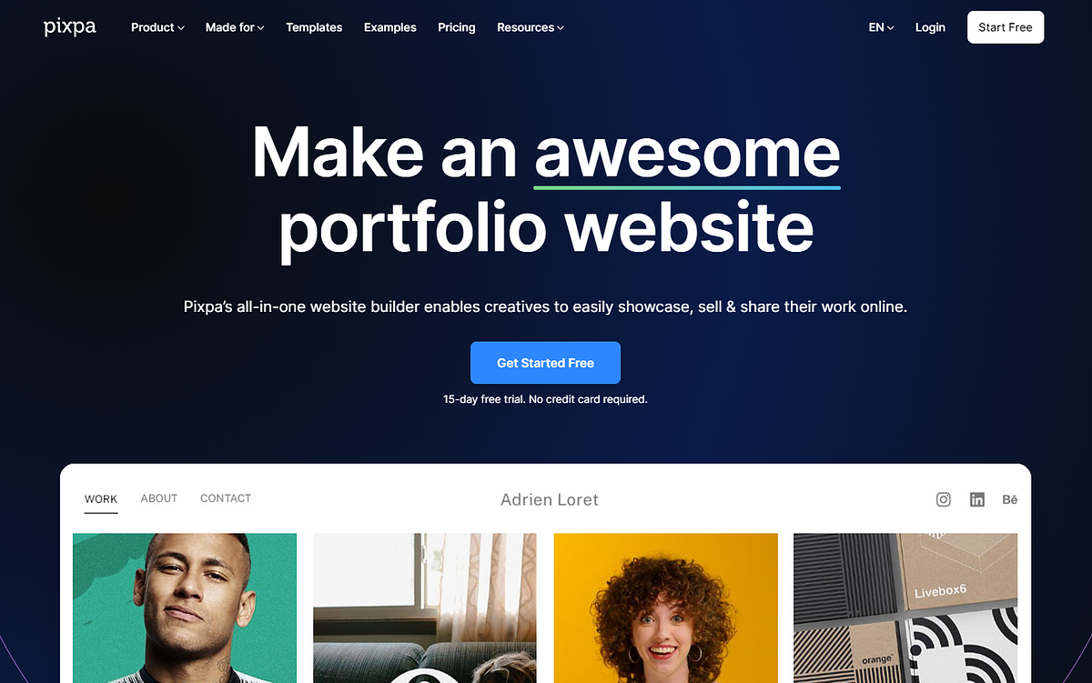 Pixpa website builder