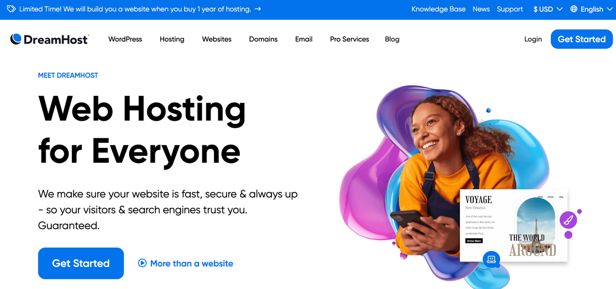 Screenshot des DreamHost-Website-Builders