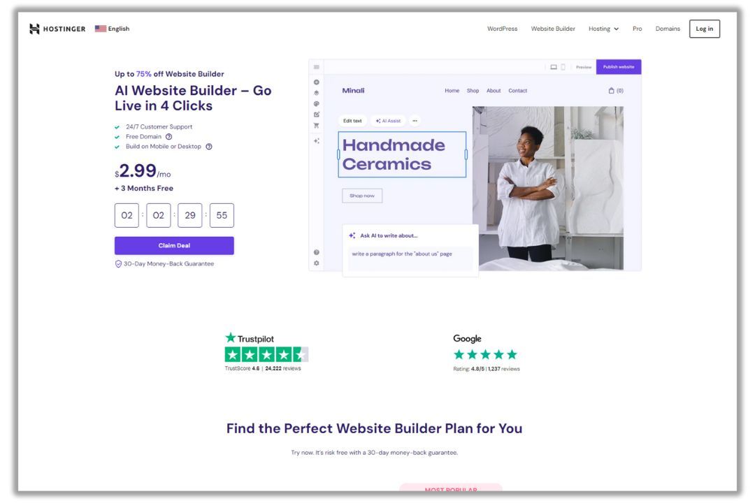 Construtor de Sites Hostinger