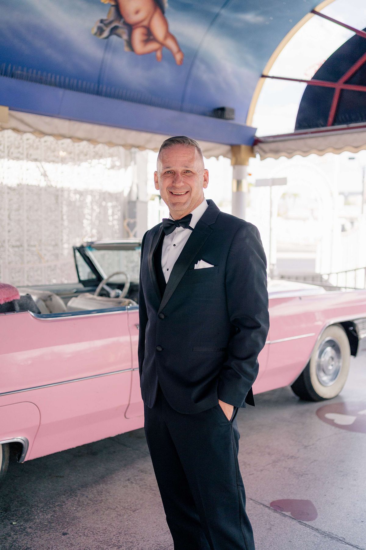 The Pink Cadillac at Little White Chapel, Las Vegas Nevada (Elopement)