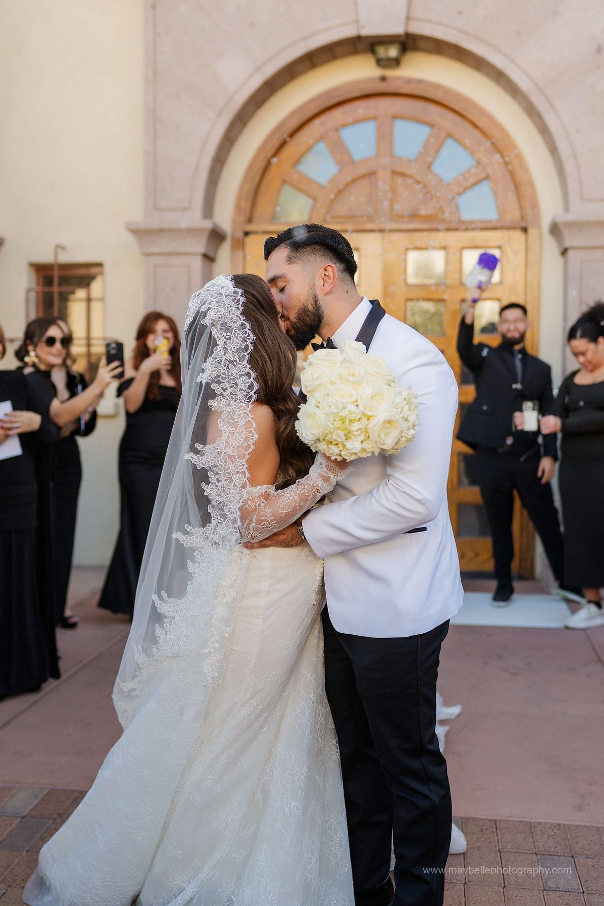 Bubble Exit at Saint Joseph, Husband of Mary Roman Catholic Church in Las Vegas Wedding Photography