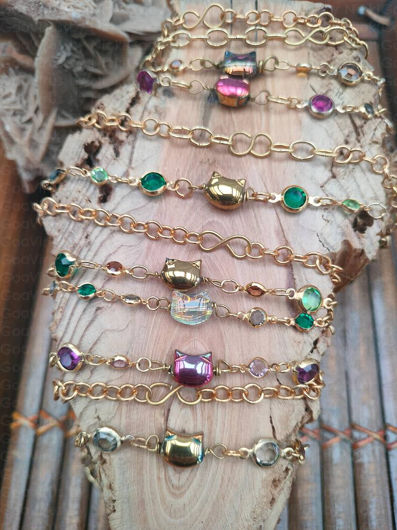 Strass charms kitten necklace