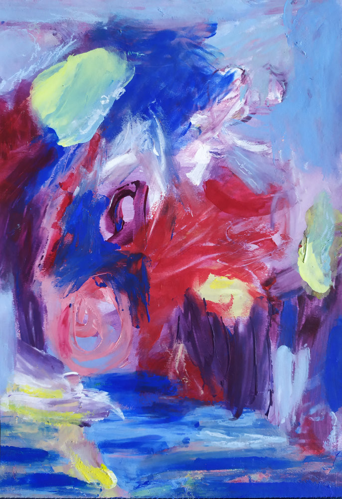 Gris-gris Carmin – peinture abstraite de Catherine Maddens