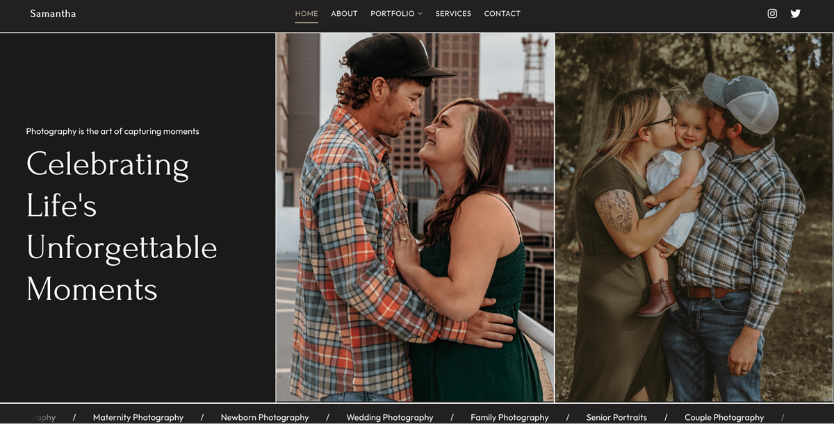 Site Web du portfolio de photographies de famille Mimis Moments
