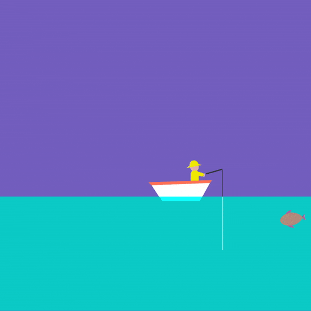 man in a fishing boat with a giant fish under the water