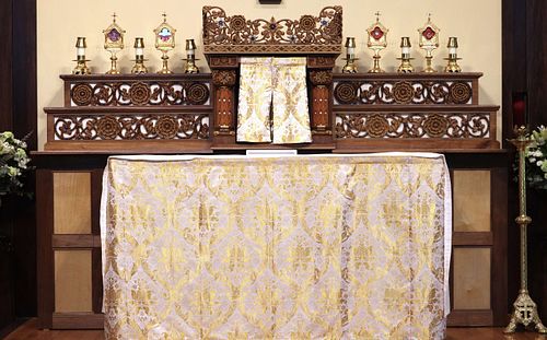 high altar at St. Bernadette Catholic Church with gradines in context and use by Wes and Kelly Baker