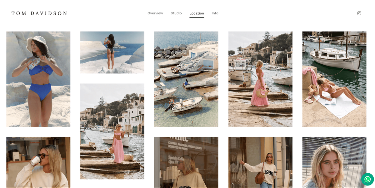 Strona internetowa portfolio fotografii modowej Toma Davidsona