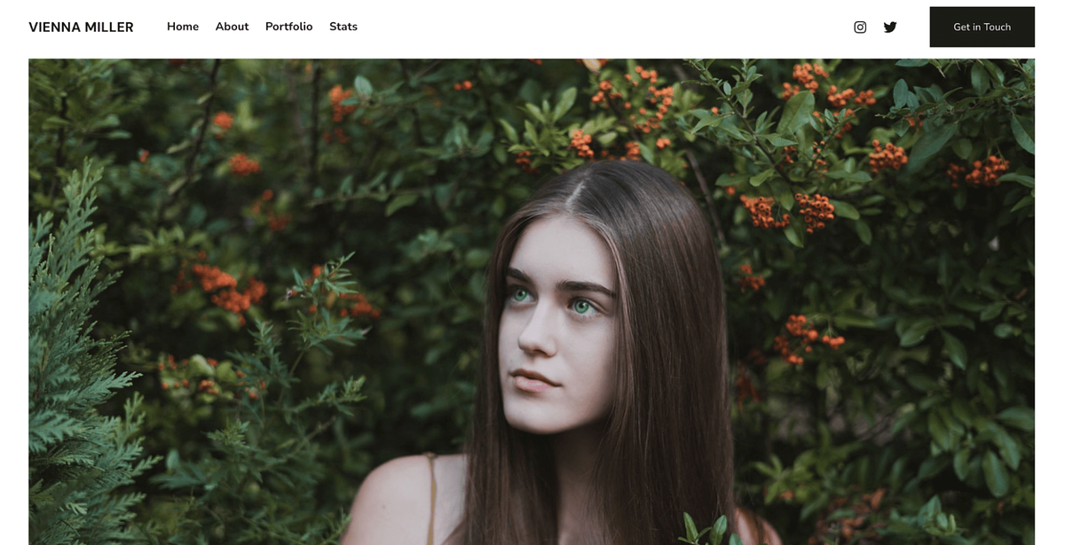 Modelo de site de portfólio de modelagem em Viena