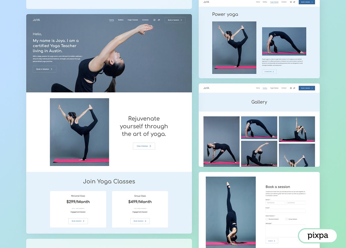Graphic showing all the necessary pages needed for a personal training website