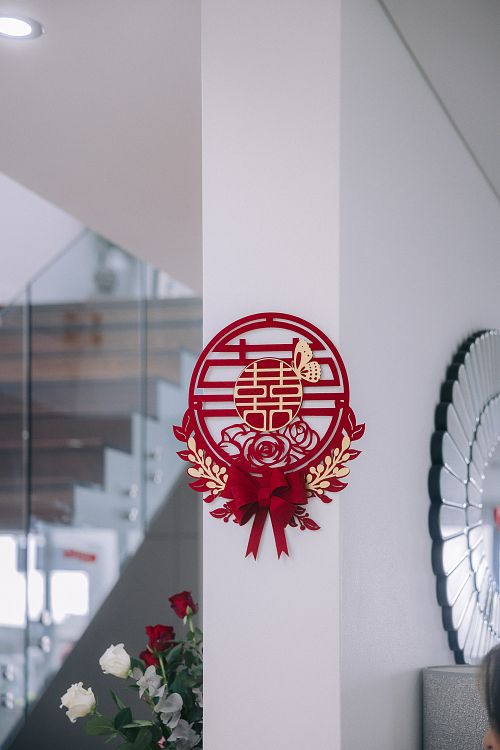 Chinese bride getting ready for traditional tea ceremony