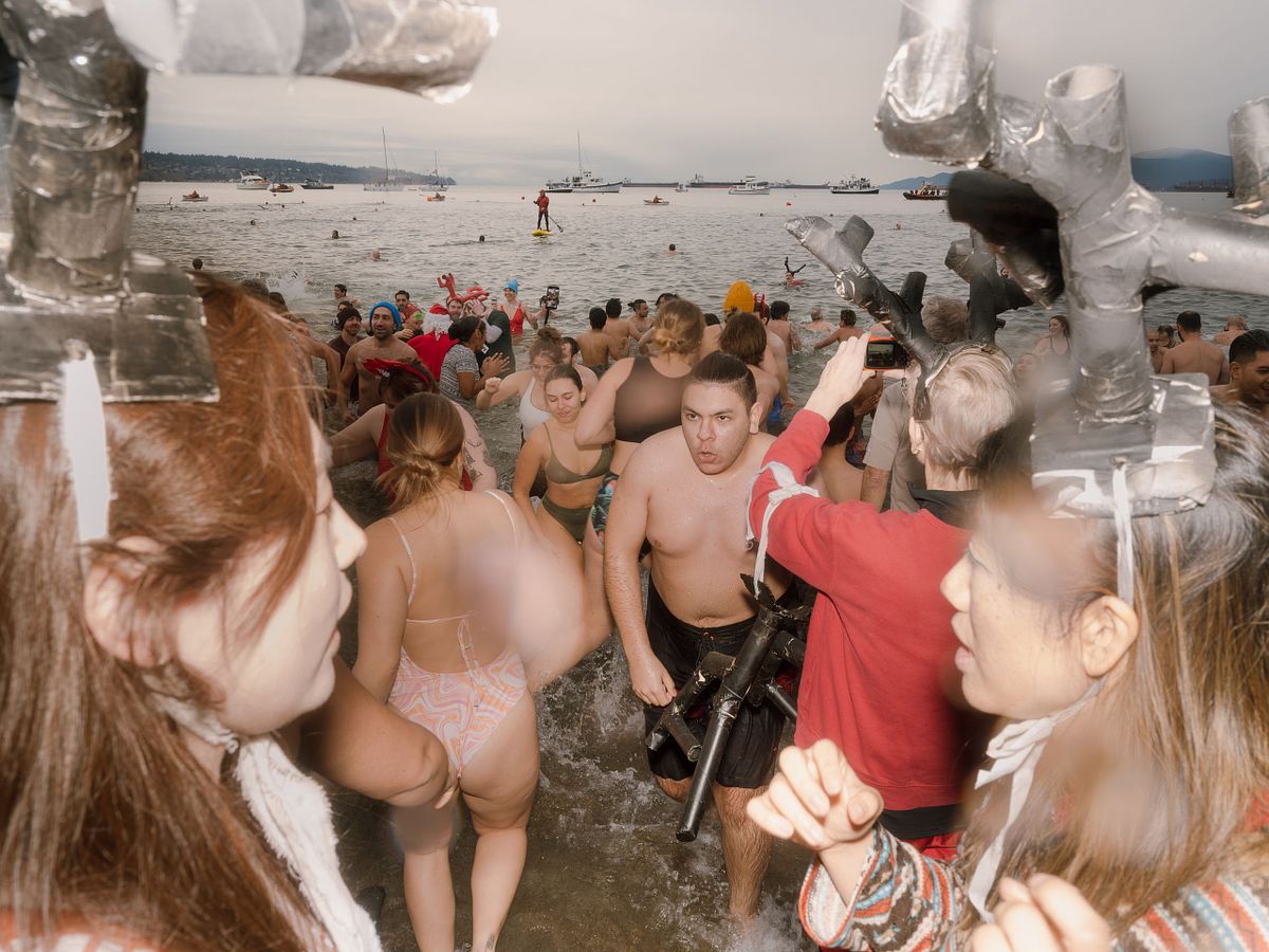 crowded beach on new years in Vancouver