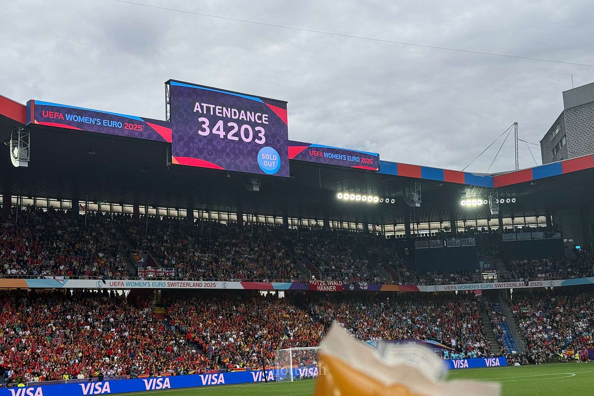 An image of the attendance of Spain vs England in the WEURO final in Basel 2025 | Martin Potter