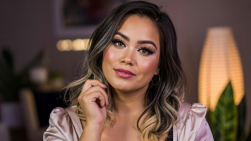 Empowering boudoir portrait with confident pose and soft lighting