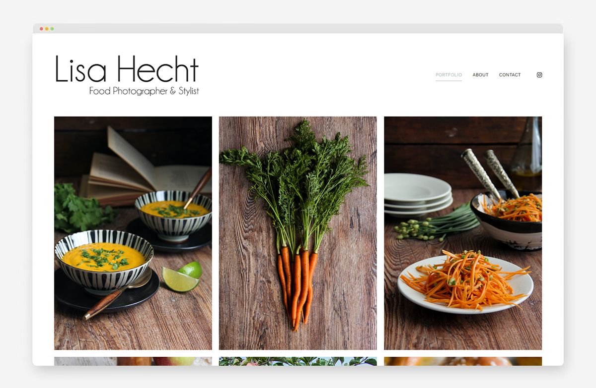 Site de portfólio de fotografia de alimentos de Lisa Hecht