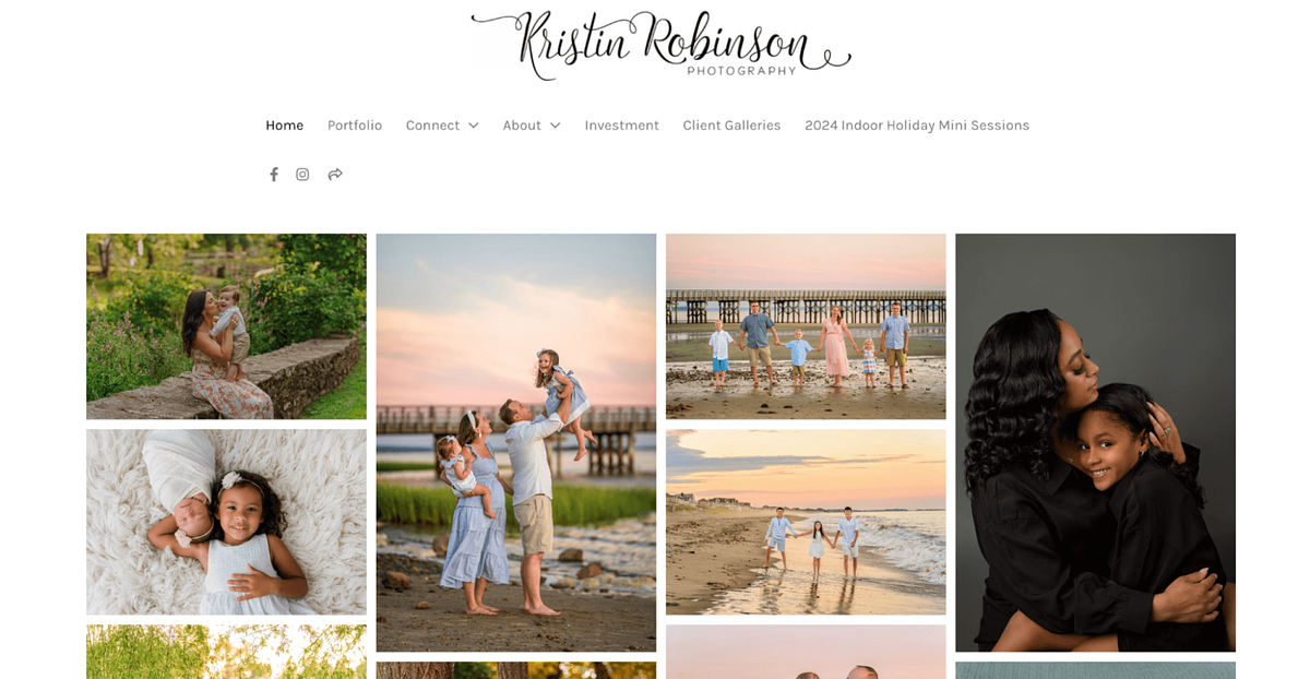 Image of Kristin Robinson's wedding photography website