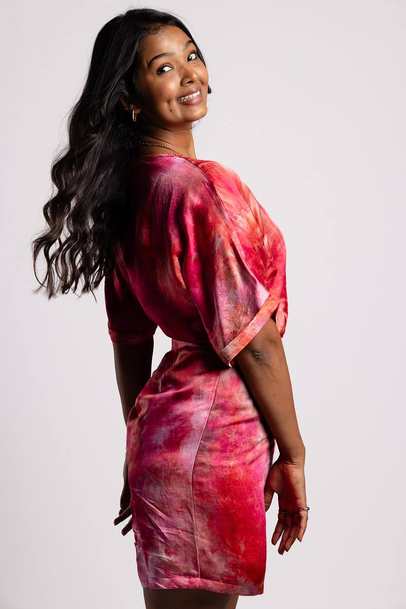 Kimono Wrap Dress - Scarlet Sky