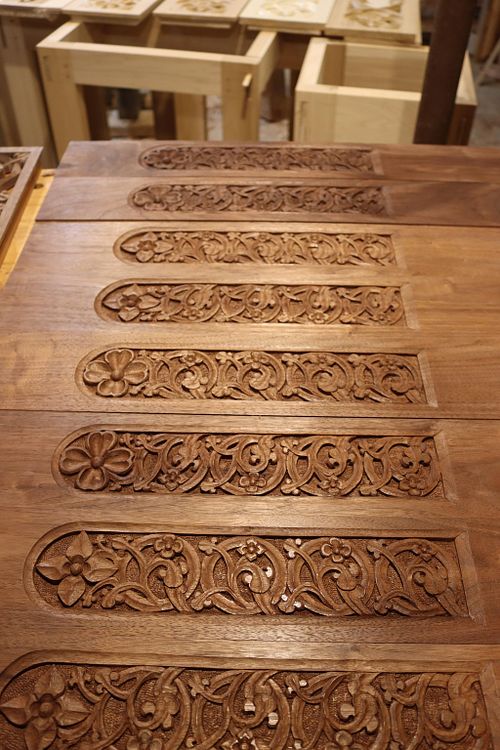 Eight Panels all carved and ready for glue up for the stem of the baptismal font