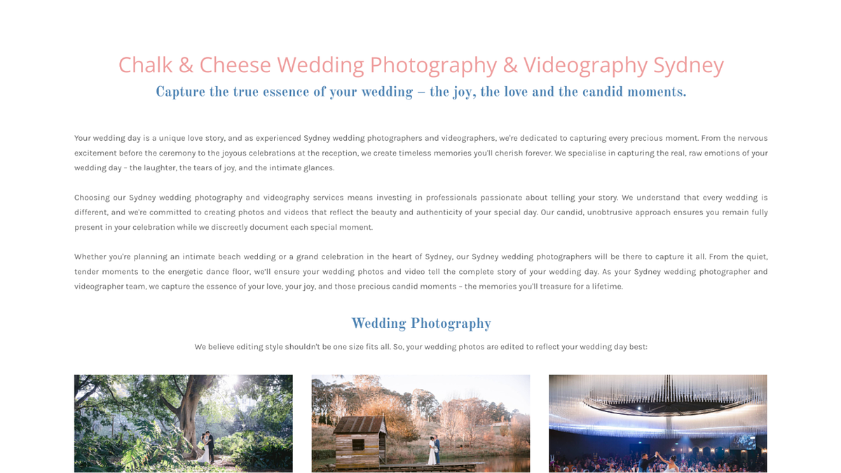 Portfolio de vidéographie de mariage Chalk and Cheese