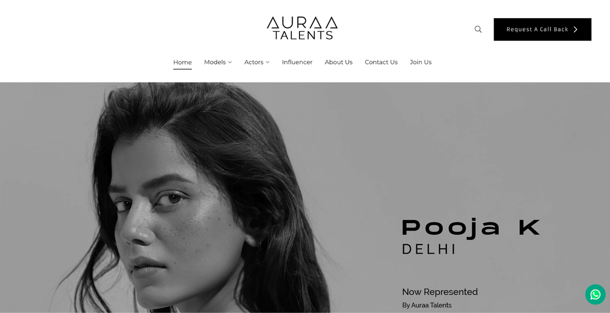 Sito web del portfolio di modelli di Auraa