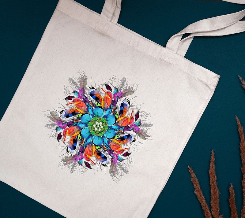 Beautiful Bird Mandala Organic Cotton Tote Bag