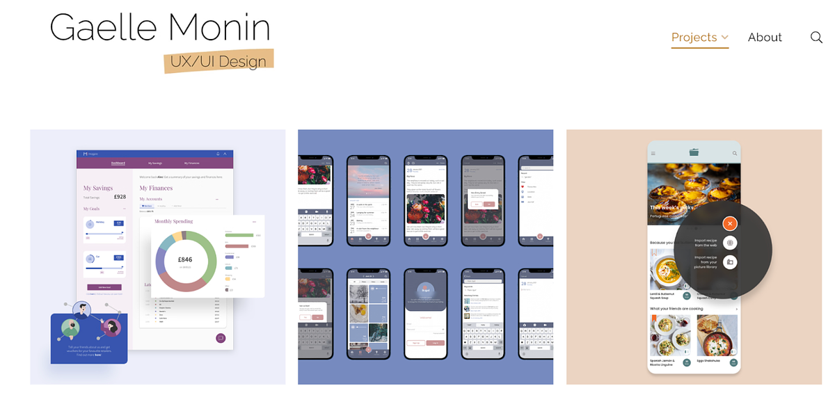ui/ux design portfolio of Gaelle Monin