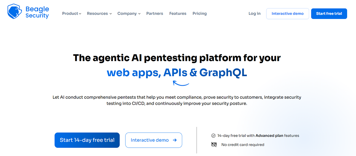 Screenshot der Beagle Security-Homepage