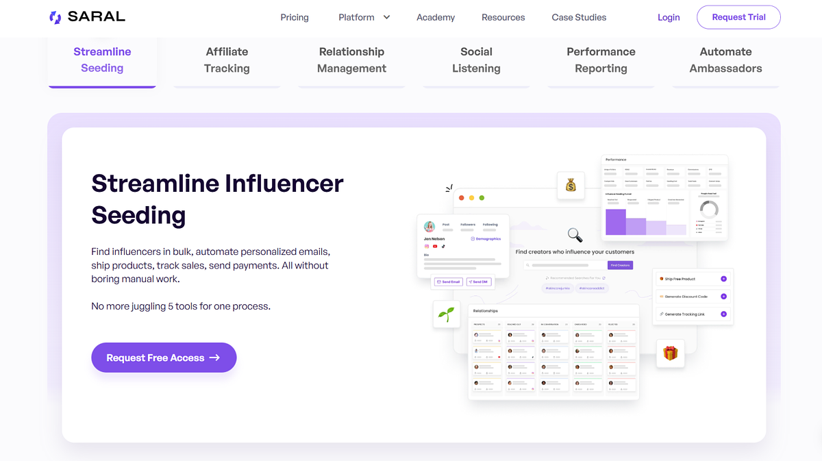 SARAL homepage screenshot