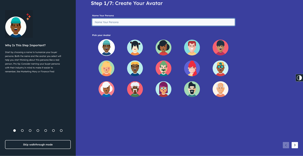 Buyer persona tool screenshot
