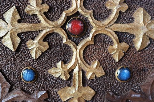Portable Altar carving showing polychrome paint detail