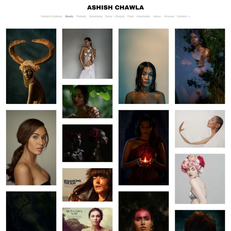 design de site de fotografia de retrato minimalista