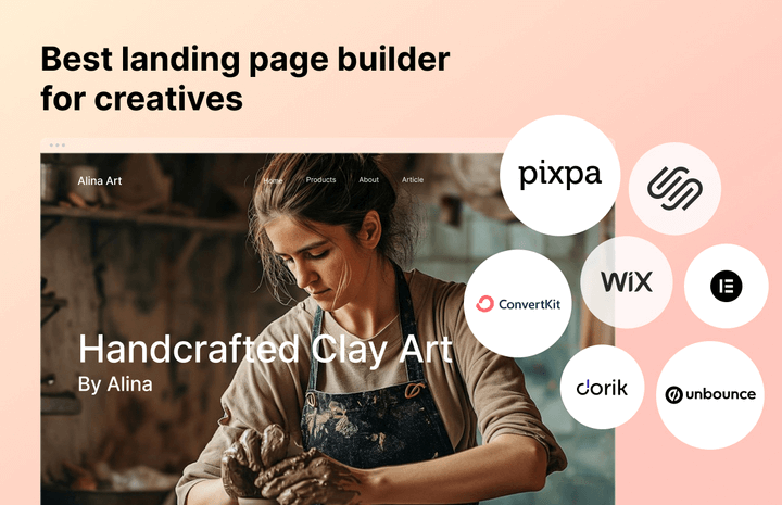 Bild zeigt einige der besten Landingpage-Builder für Kreative