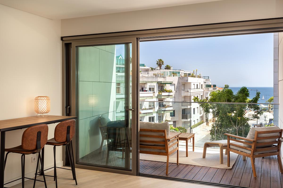 Fotografia imobili&aacute;ria de T1 de luxo com vista mar no Atlantic 