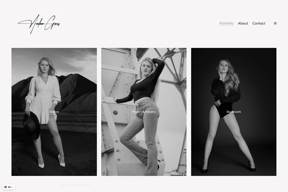 Screenshot of Amber Goris Modeling Portfolio